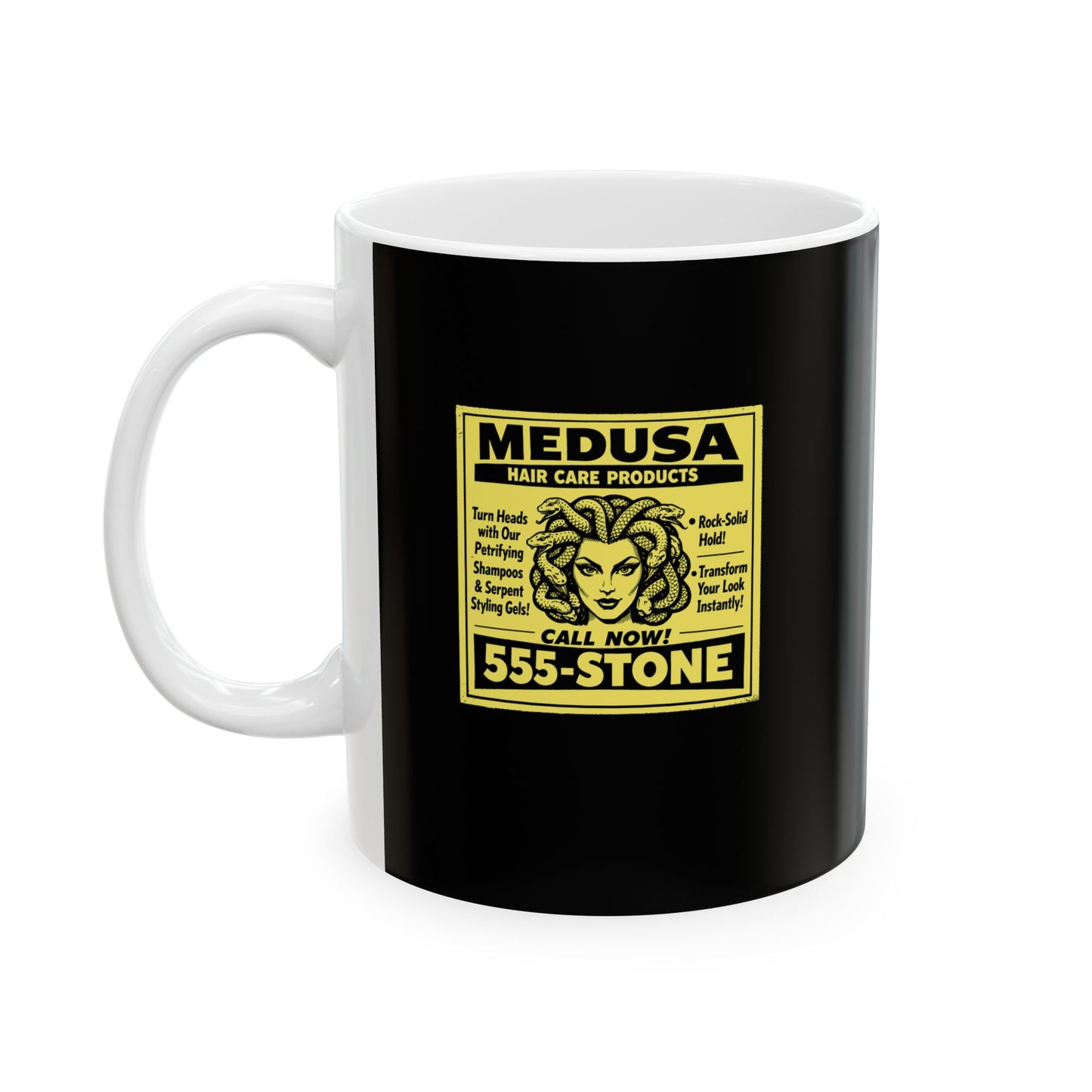 Medusa Hair Care Products Vintage Ad Style Ceramic Mug, (11oz, 15oz)