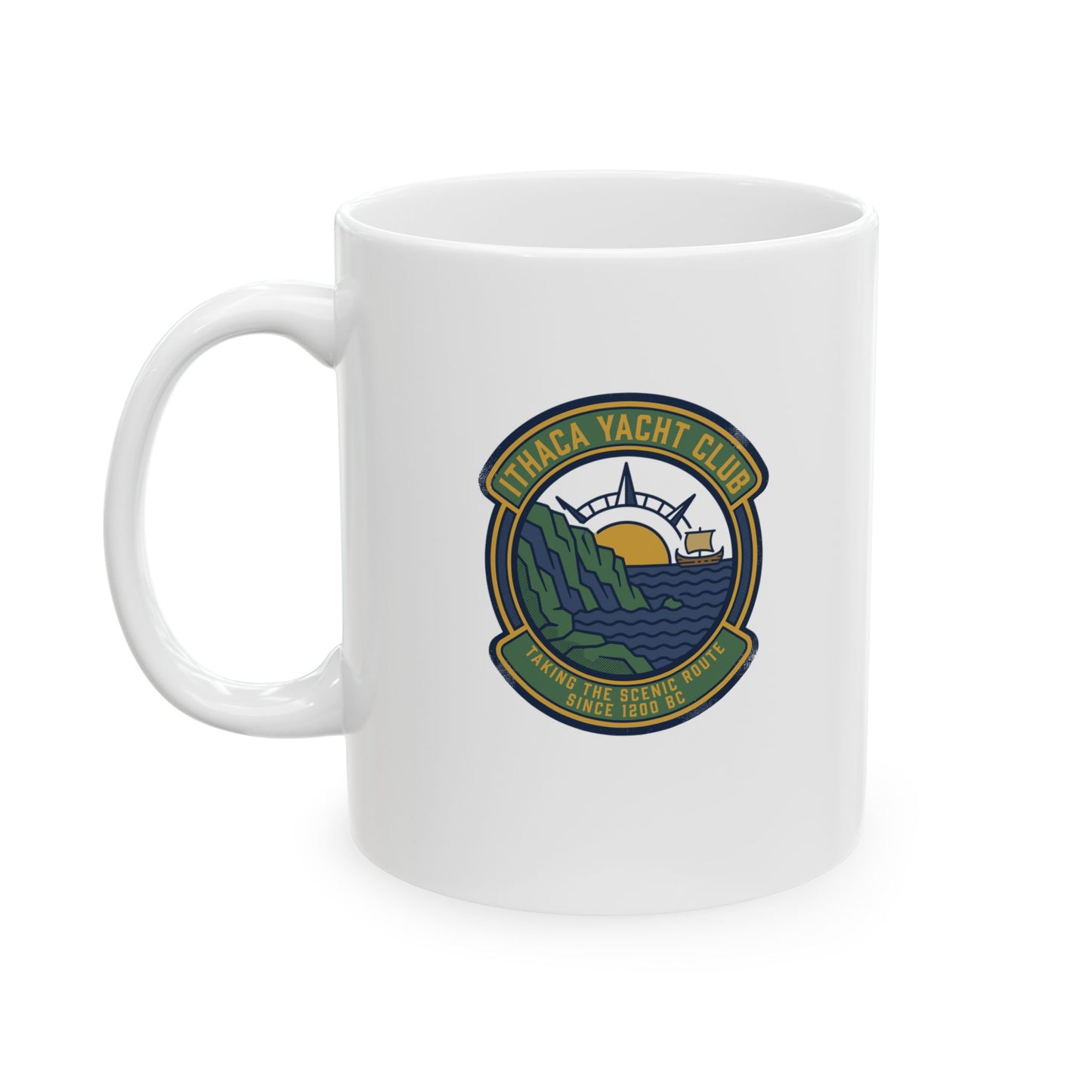 Odysseus Ithaca Yacht Club Ceramic Mug, (11oz, 15oz)