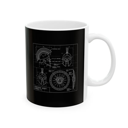 Athena Helmet Aegis Shield Schematic Ceramic Mug, (11oz, 15oz)