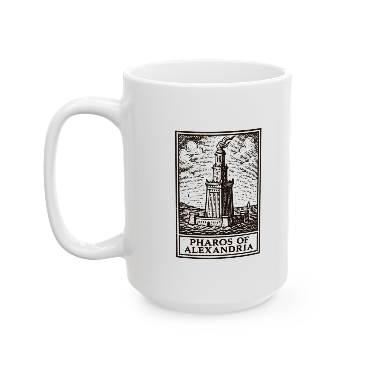 Pharos Stamp Ceramic Mug, (11oz, 15oz)