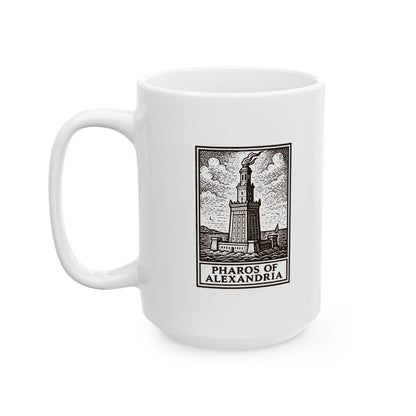 Pharos Stamp Ceramic Mug, (11oz, 15oz)