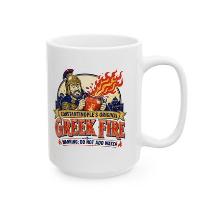 Byzantine Greek Fire Warning Ceramic Mug, (11oz, 15oz)