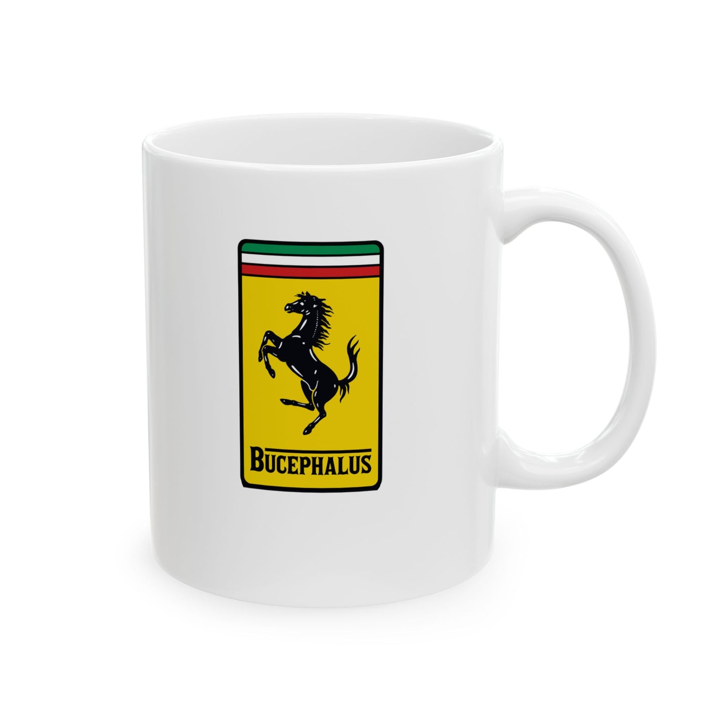 Bucephalus Race Car Logo Ceramic Mug, (11oz, 15oz)