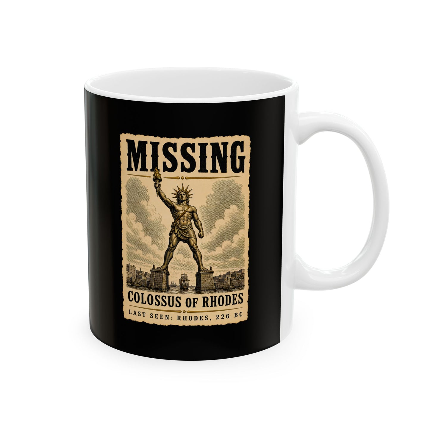 Missing Colossus of Rhodes Poster Ceramic Mug, (11oz, 15oz)