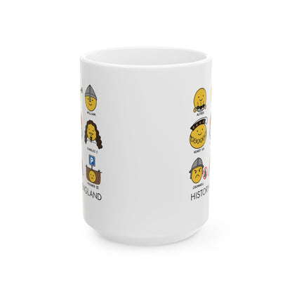A Humorous History of England Grid Ceramic Mug, (11oz, 15oz)
