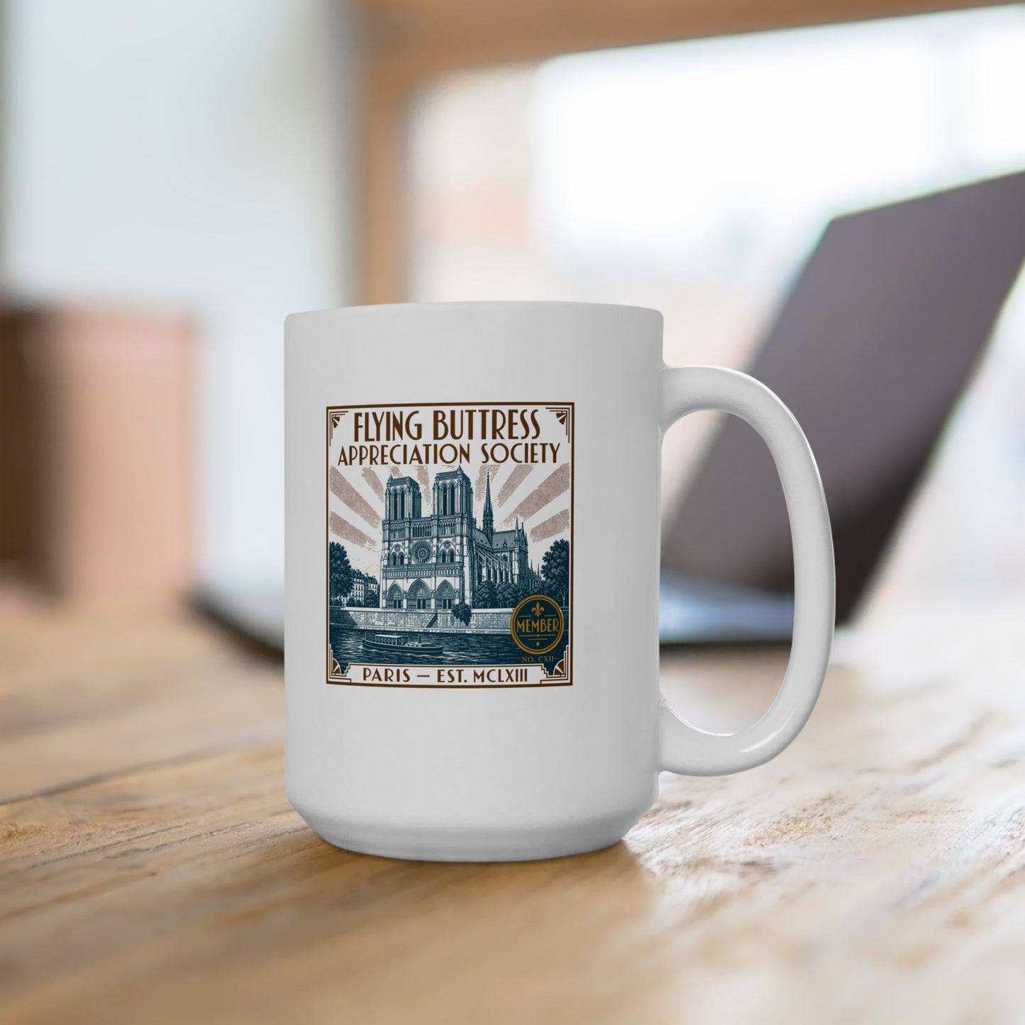 Flying Buttress Appreciation Art Nouveau Ceramic Mug, (11oz, 15oz)