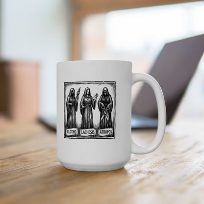The 3 Fates Clotho Lachesis Atropos Ceramic Mug, (11oz, 15oz)