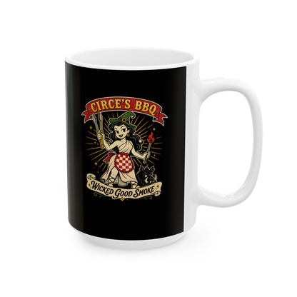Circe's BBQ Wicked Good Smoke Ceramic Mug, (11oz, 15oz)