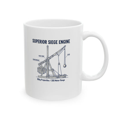 Trebuchet Schematic Siege Engine Ceramic Mug, (11oz, 15oz)