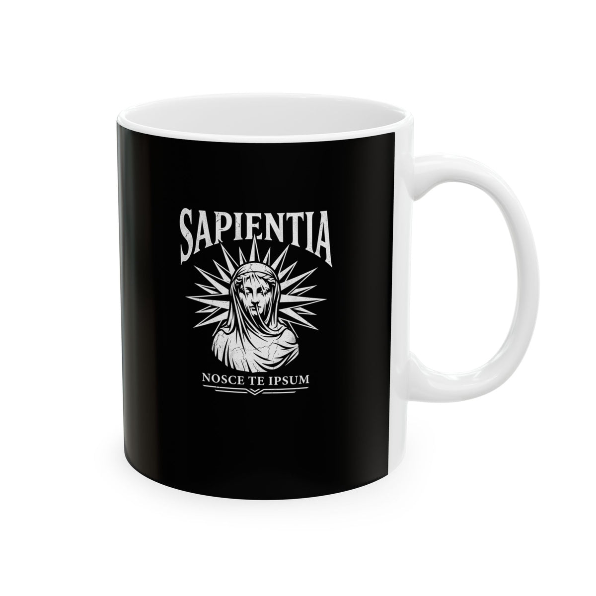 Wisdom Know Thyself Latin Ceramic Mug, (11oz, 15oz)