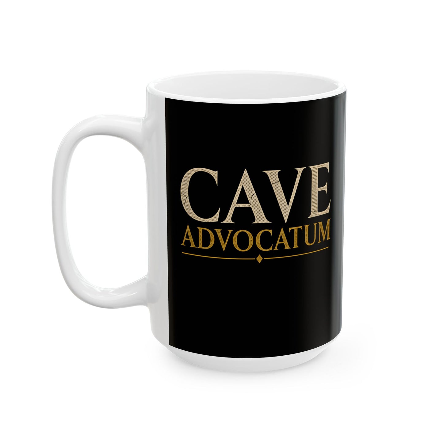 Carved Style Cave Advocatum Beware the Lawyer Ceramic Mug, (11oz, 15oz)