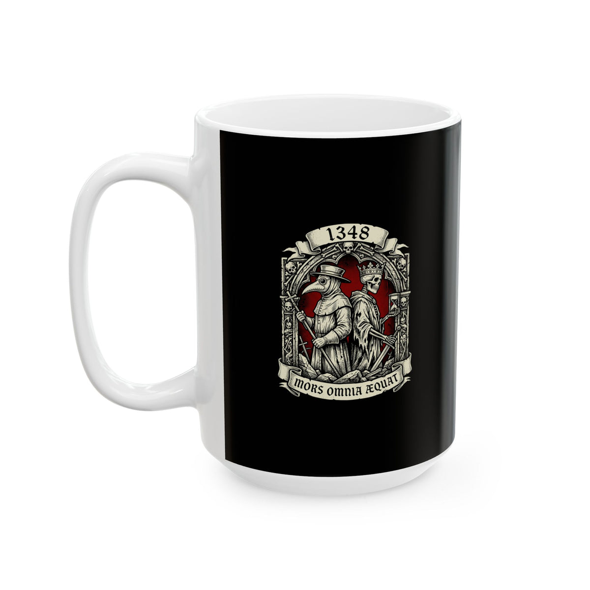 Black Plague Death Makes Equal in Latin Ceramic Mug, (11oz, 15oz)