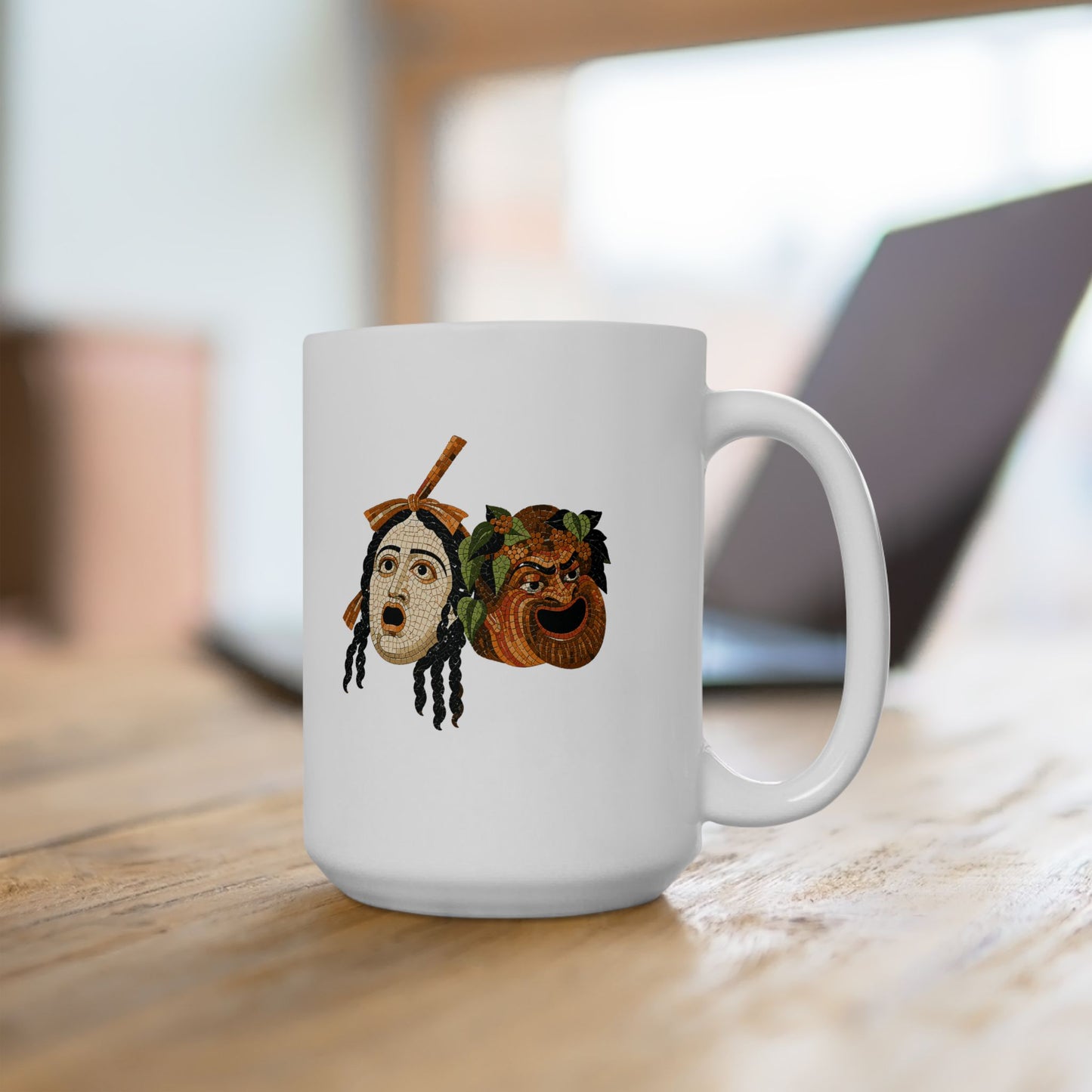 Theatre Masks Pompeii Mosaic Ceramic Mug, (11oz, 15oz)