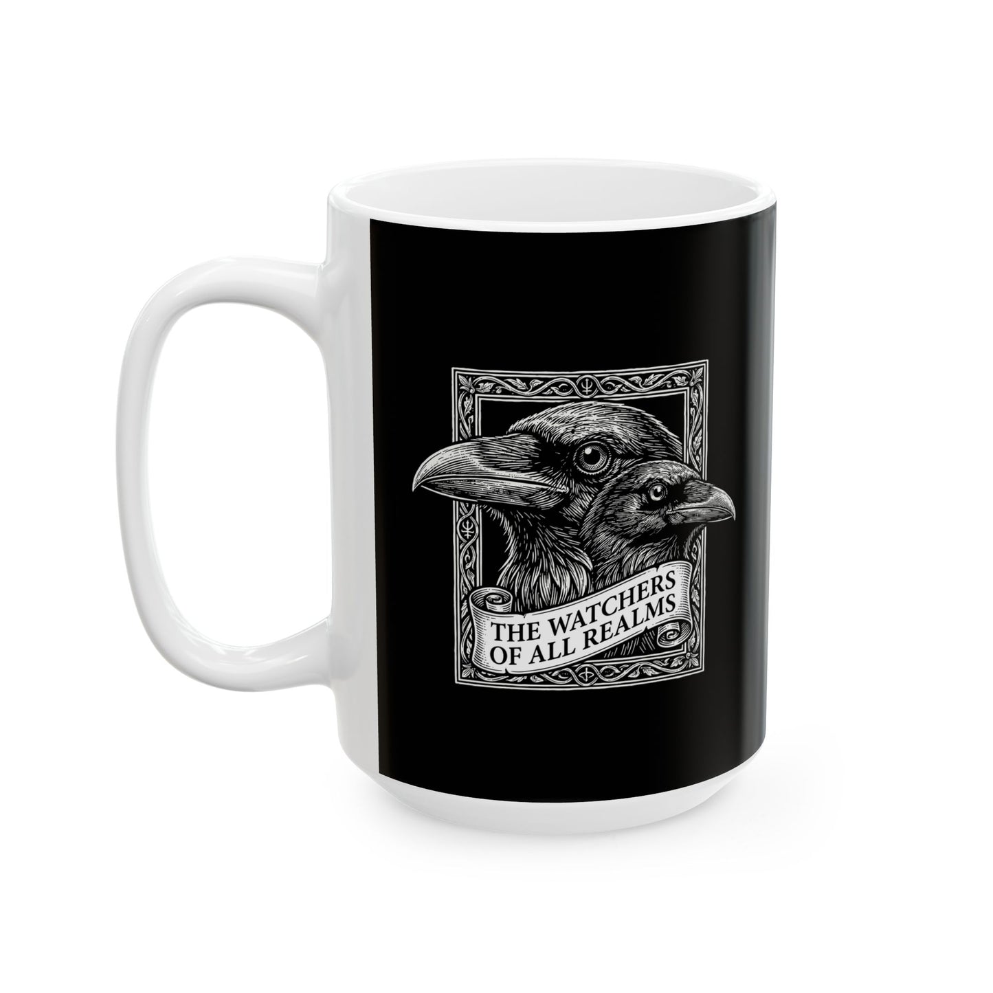 Huginn and Muninn Odin Ravens the Watchers Ceramic Mug, (11oz, 15oz)