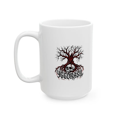 Yggdrasil Tree with Skull Ceramic Mug, (11oz, 15oz)