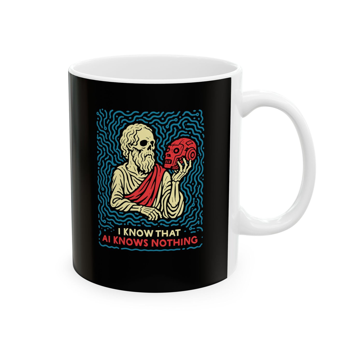 Socrates AI Knows Nothing Ceramic Mug, (11oz, 15oz)