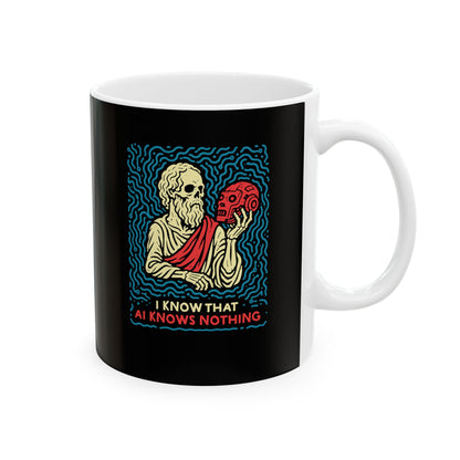 Socrates AI Knows Nothing Ceramic Mug, (11oz, 15oz)