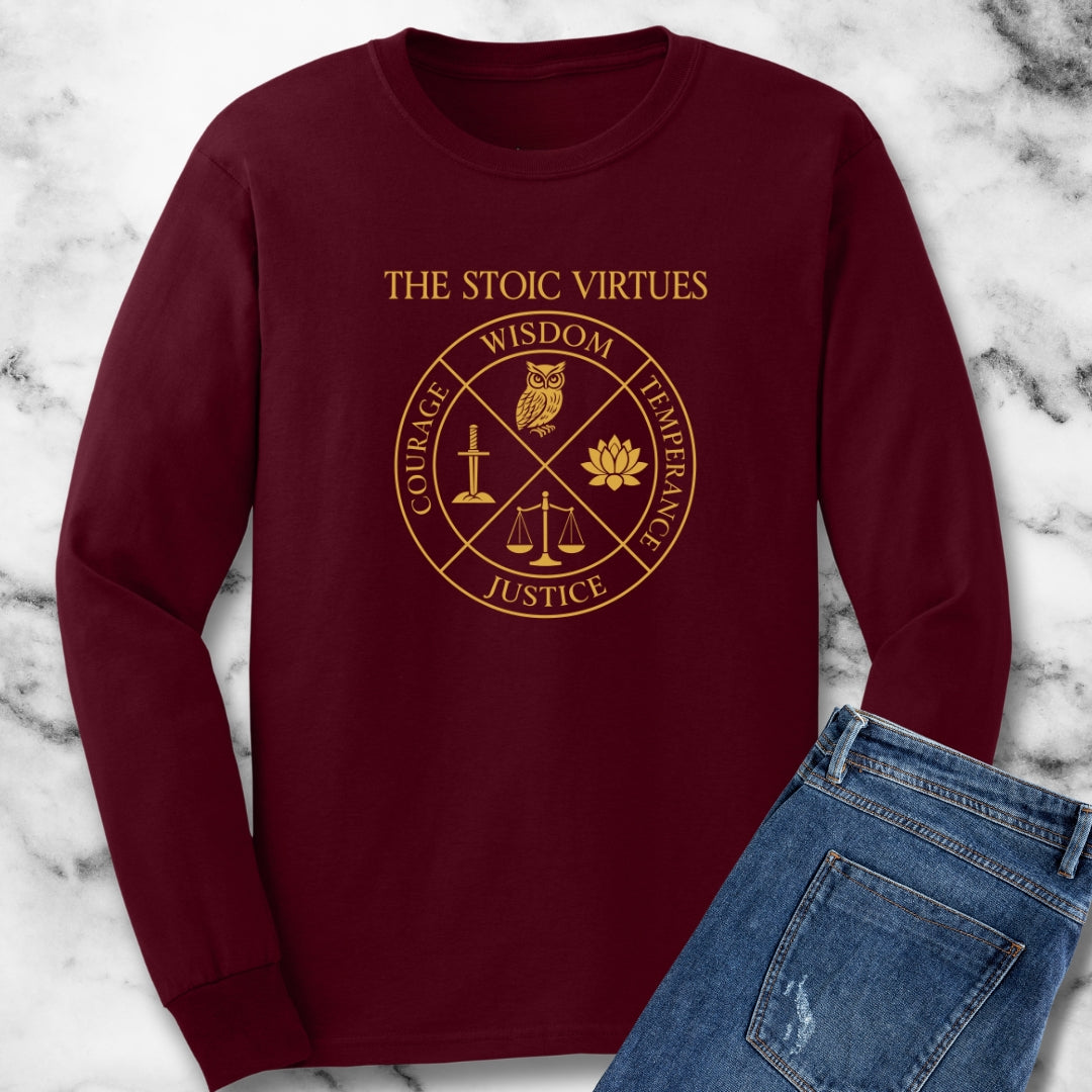 Stoic Virtues Wisdom Temperance Courage Justice Unisex Long Sleeve Tee