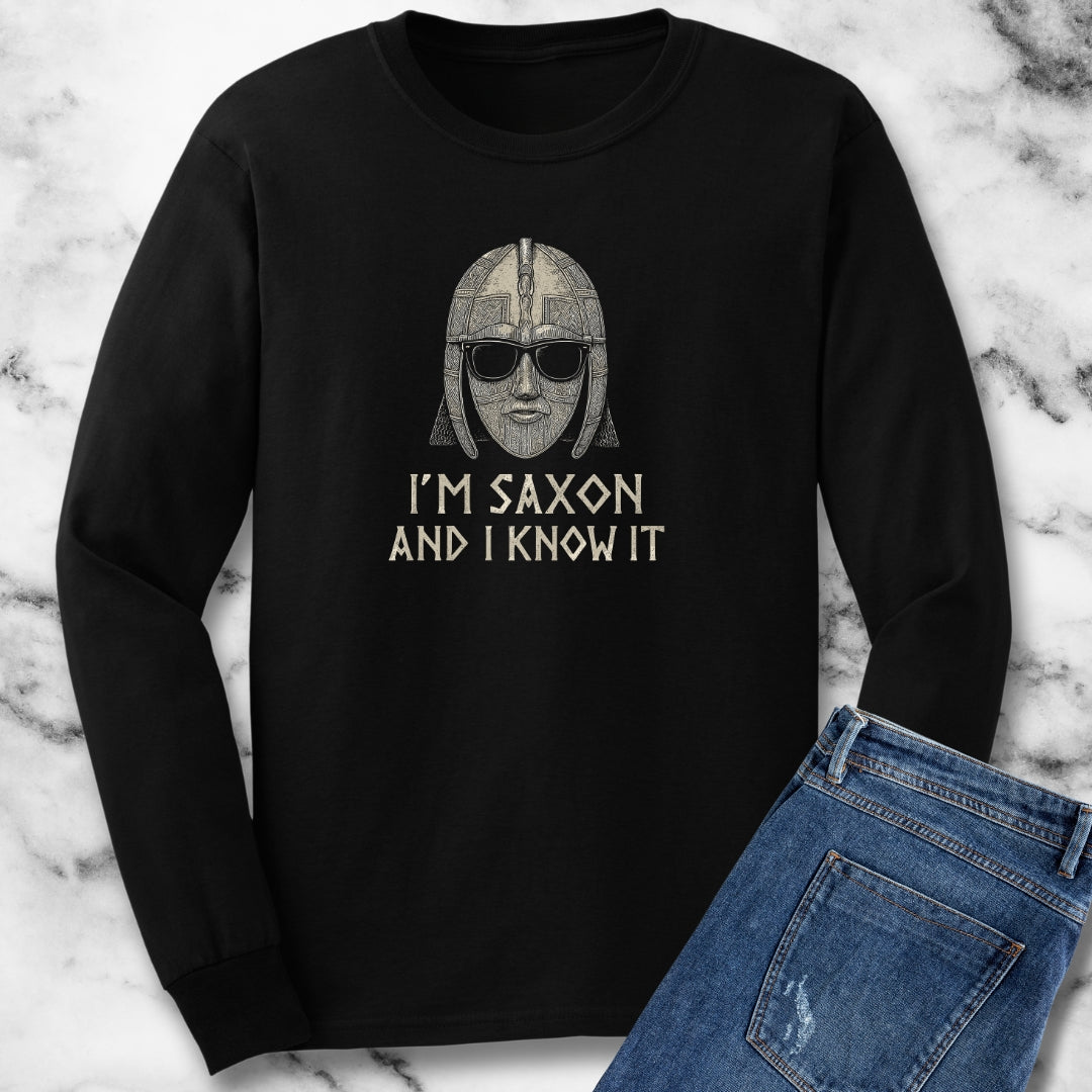 I'm Saxon and I Know It Sutton Hoo Helmet Unisex Long Sleeve Tee