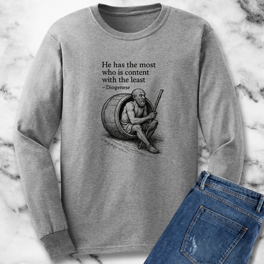 Diogenese Quote Content with the Least Unisex Long Sleeve Tee