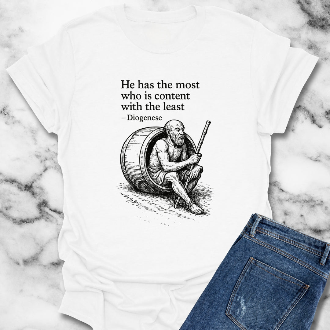 Diogenes Quote Content with the Least Unisex T-Shirt