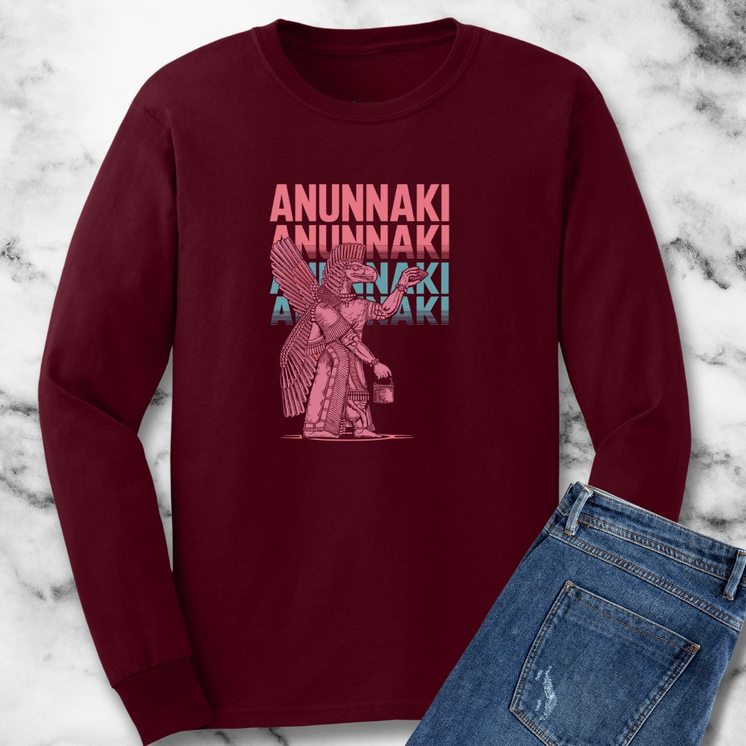 Anunnaki Vaporwave Sumerian God Unisex Long Sleeve Tee