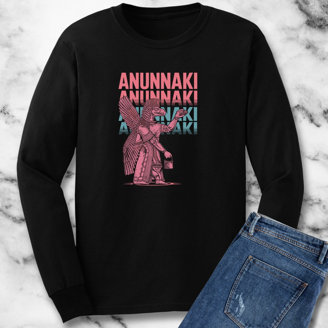 Anunnaki Vaporwave Sumerian God Unisex Long Sleeve Tee
