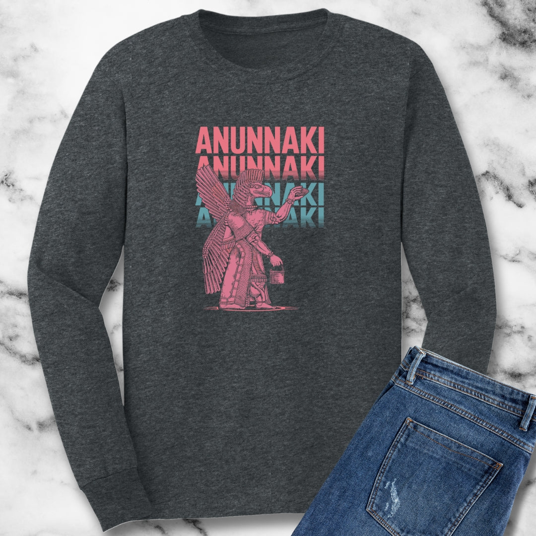 Anunnaki Vaporwave Sumerian God Unisex Long Sleeve Tee