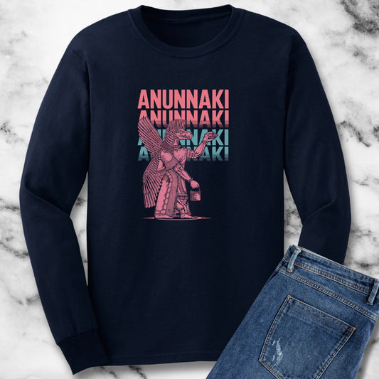 Anunnaki Vaporwave Sumerian God Unisex Long Sleeve Tee
