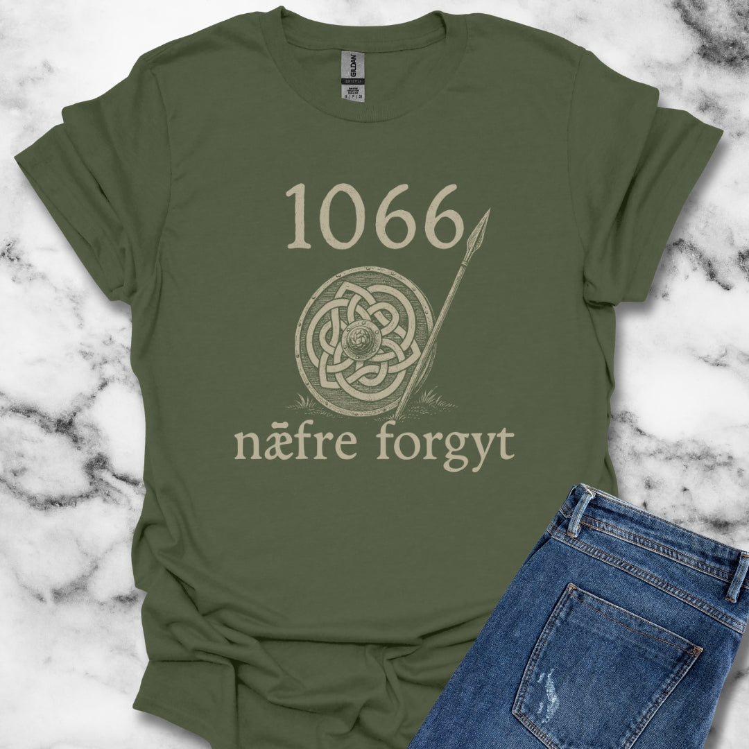 Hastings 1066 Never Forget in Old English Unisex Lightweight T-Shirt