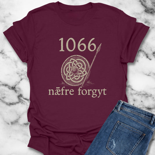 Hastings 1066 Never Forget in Old English Unisex Lightweight T-Shirt