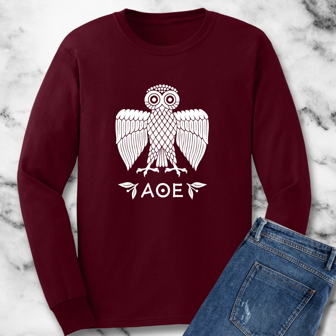 Ancient Athenian Owl Greece Unisex Long Sleeve Tee