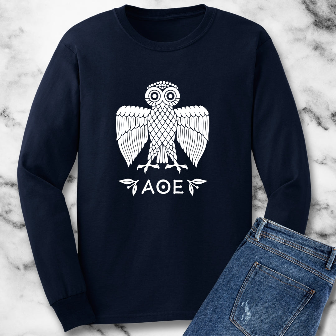 Ancient Athenian Owl Greece Unisex Long Sleeve Tee