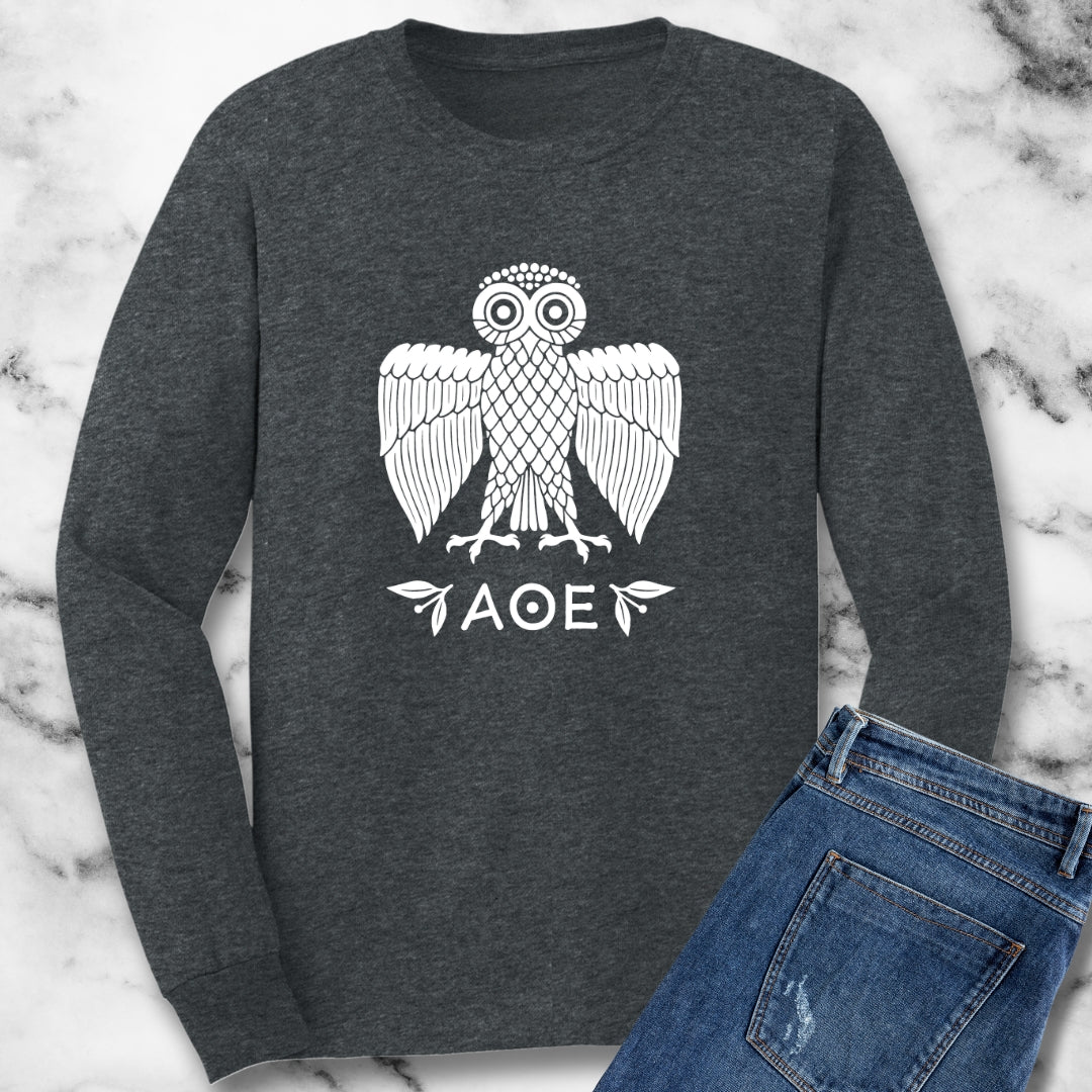 Ancient Athenian Owl Greece Unisex Long Sleeve Tee