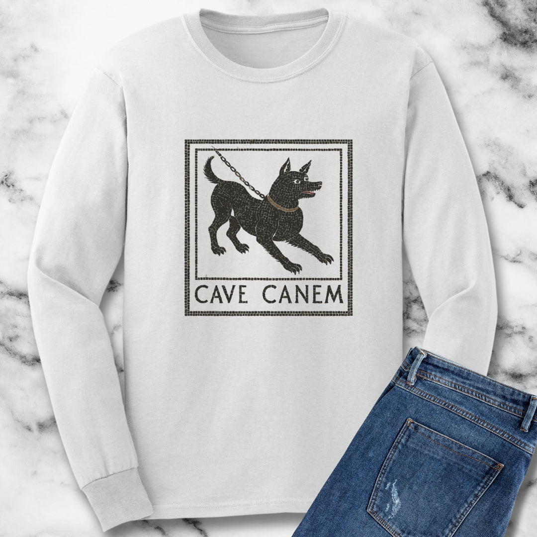 Cave Canum Pompeii Beware of Dog Mosaic Unisex Long Sleeve Tee