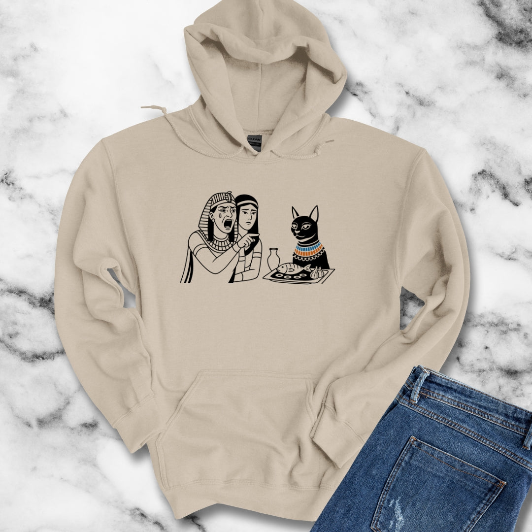 Egyptian Woman Yelling at a Cat Goddess Bastet Unisex Heavy Blend™ Hooded Sweatshirt