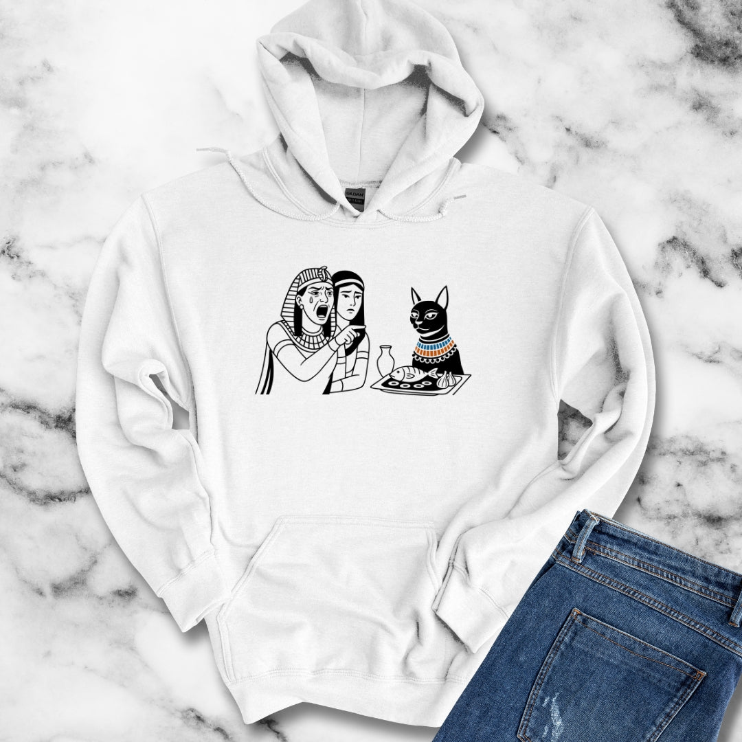 Egyptian Woman Yelling at a Cat Goddess Bastet Unisex Heavy Blend™ Hooded Sweatshirt
