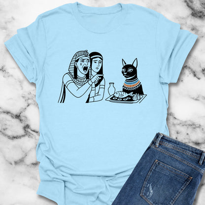 Egyptian Woman Yelling at a Cat Goddess Bastet Unisex Lightweight T-Shirt