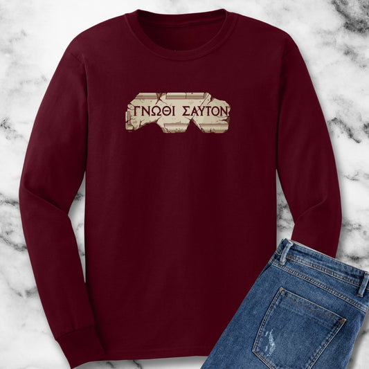 Know Thyself in Greek Unisex Long Sleeve Tee