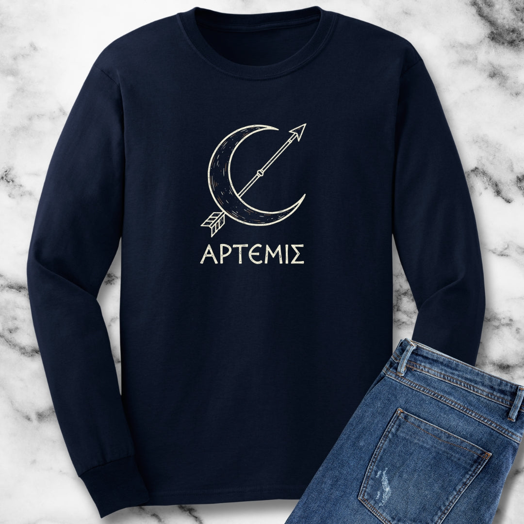 Artemis in Greek Unisex Long Sleeve Tee