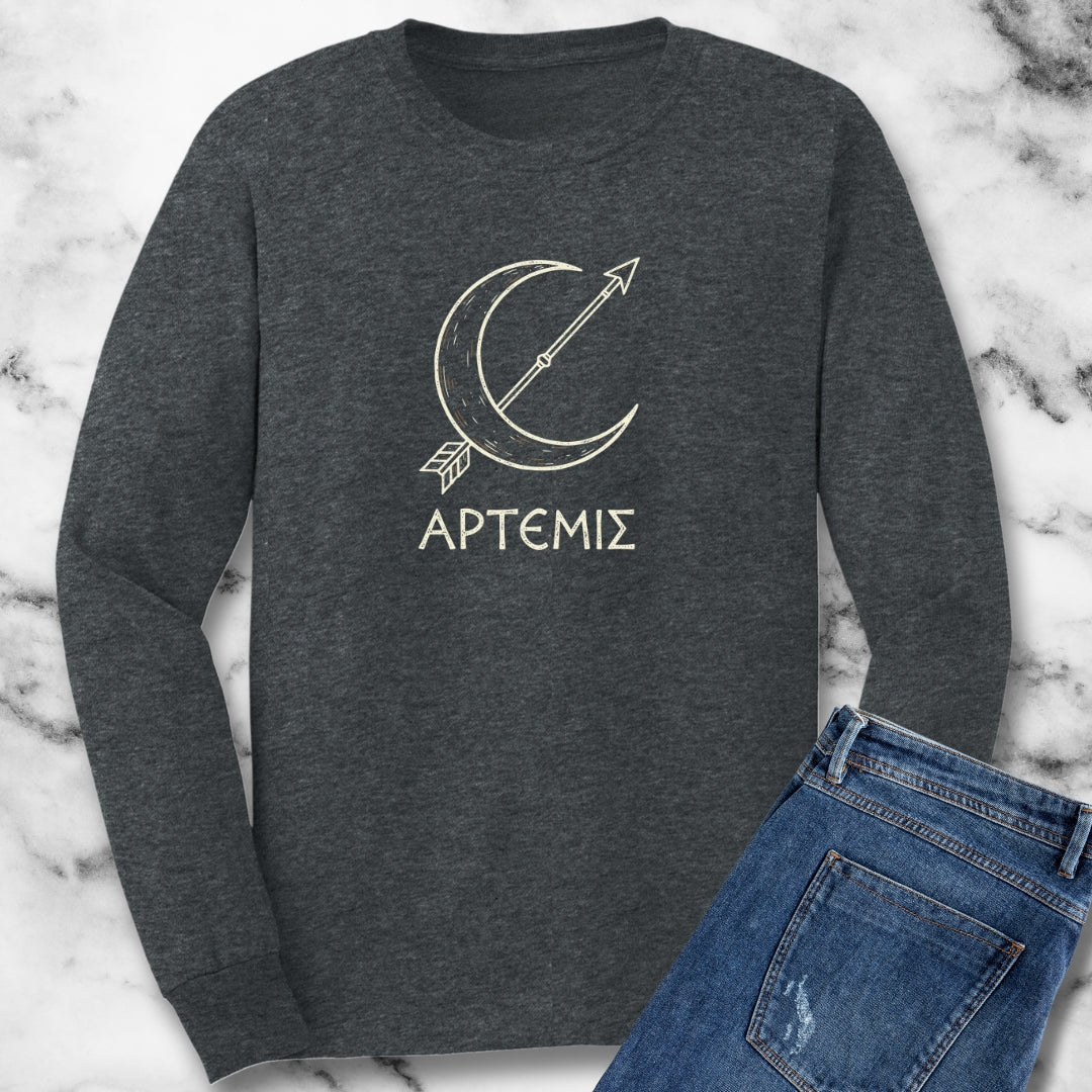 Artemis in Greek Unisex Long Sleeve Tee