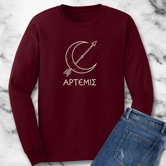 Artemis in Greek Unisex Long Sleeve Tee