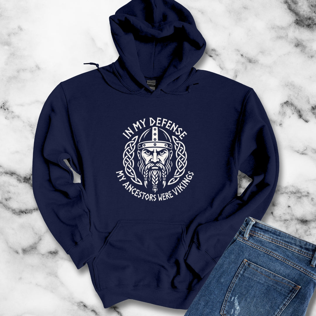 In My Defense My Ancestors Were Vikings Unisex Heavy Blend™ Hooded Sweatshirt