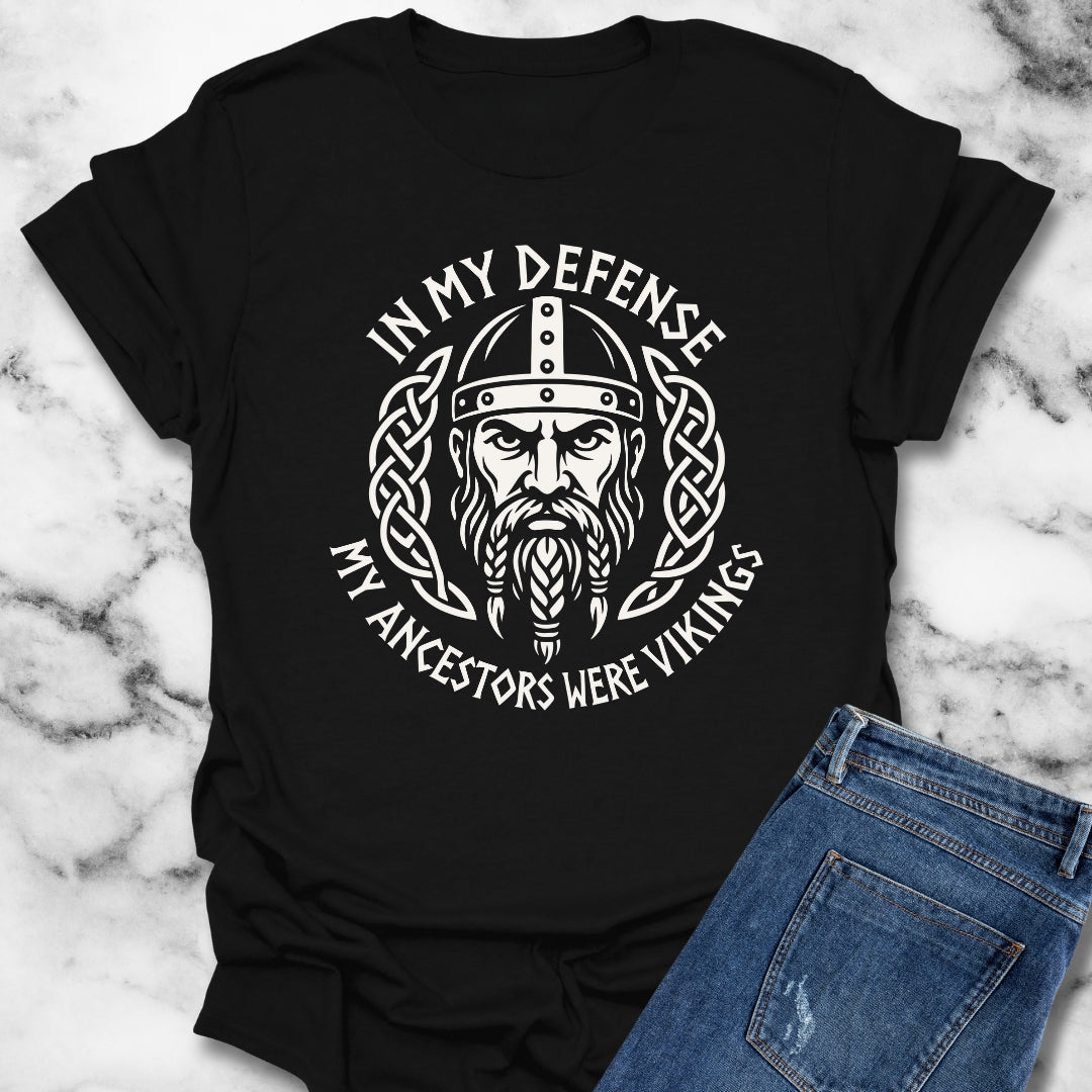 In My Defense My Ancestors Were Vikings Unisex Lightweight T-Shirt