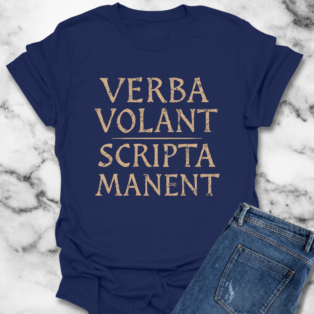 Latin Verba Volant Scripta Manent Written Words Remain Unisex Lightweight T-Shirt
