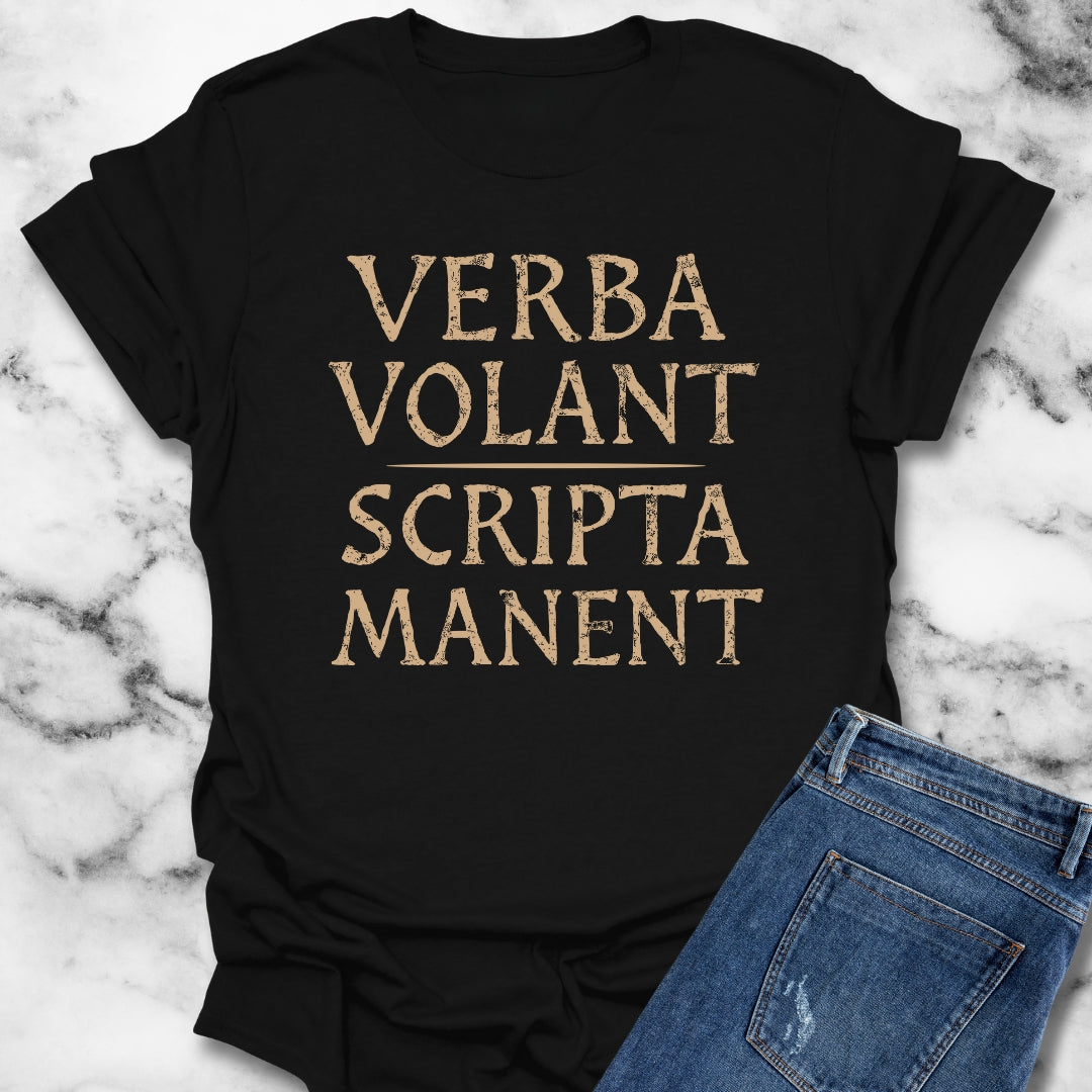 Latin Verba Volant Scripta Manent Written Words Remain Unisex Lightweight T-Shirt