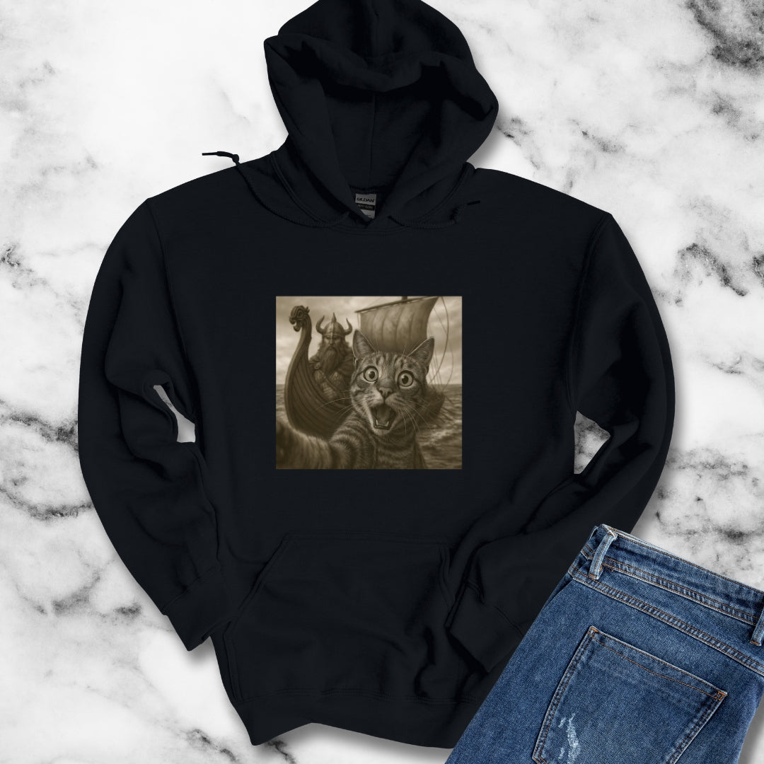 Cat Selfie with Viking Unisex Heavy Blend™ Hooded Sweatshirt