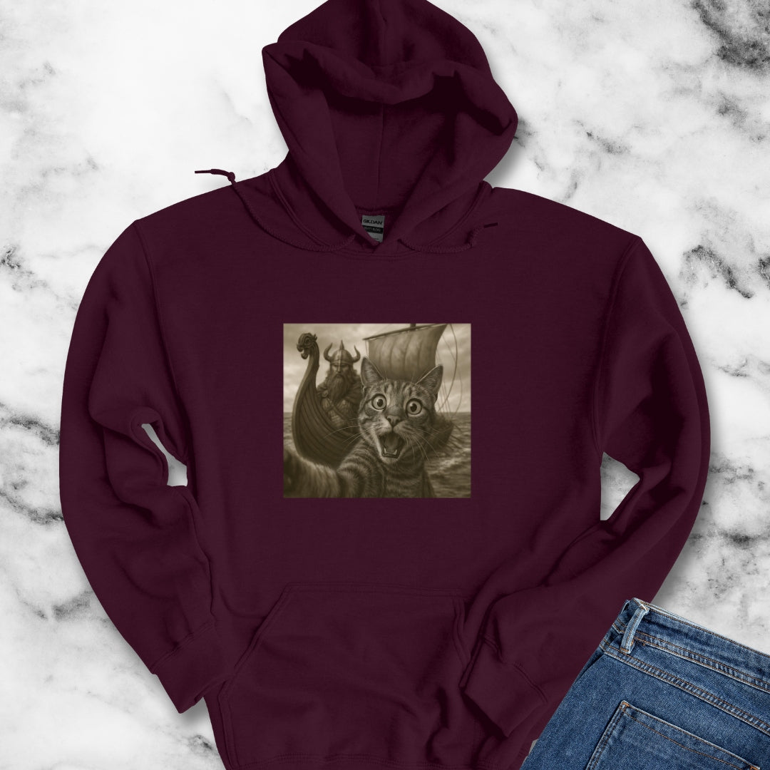Cat Selfie with Viking Unisex Heavy Blend™ Hooded Sweatshirt
