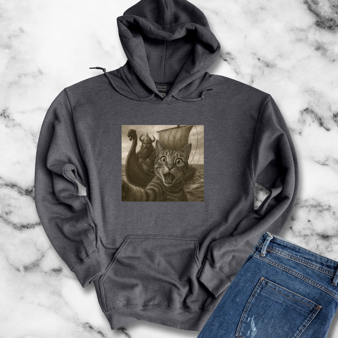 Cat Selfie with Viking Unisex Heavy Blend™ Hooded Sweatshirt