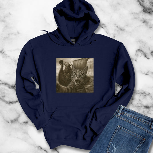 Cat Selfie with Viking Unisex Heavy Blend™ Hooded Sweatshirt